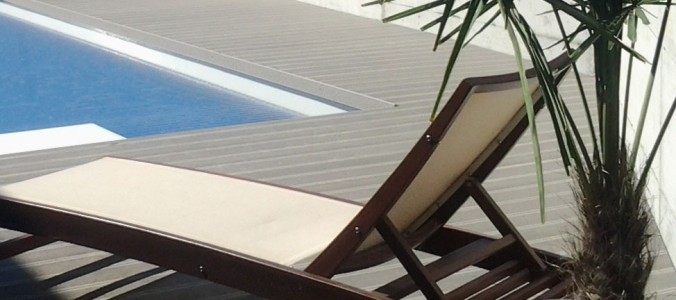 Poolverbauung mit Eco Deck Classic in Steingrau