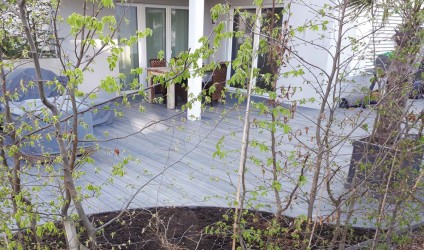 Garten Terrasse mit Eco Deck CoEx WPC Terrassendielen in Mixed Steingrau